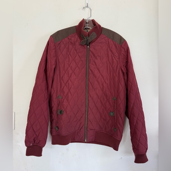 Ted Baker Mens Maroon Quilted Bomber Full Zip Jacket, Size 4 (large) - Picture 1 of 7